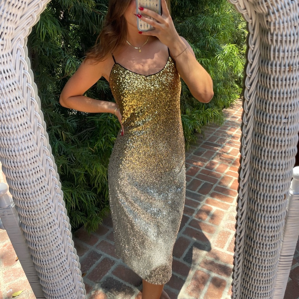 Beautiful gold hombre sequence midi dress
